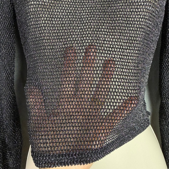 Just Polly Black Glitter Mesh Crop Top Whimsygoth Party Preppy Women's SizeM - Picture 5 of 14